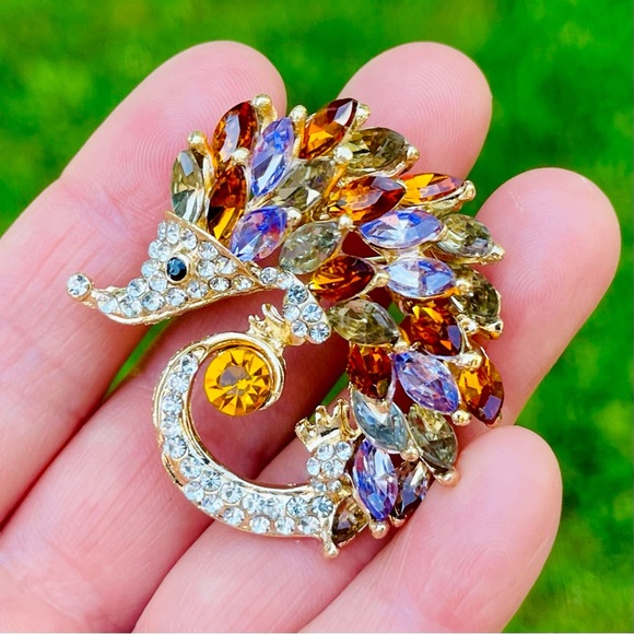 Hedgehog Brooch Hedgehog Pin Rhinestone Hedgehog Pin Hedgehog Pendant - Picture 3 of 9